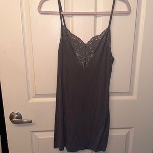 VICTORIA’S SECRET SLEEPWEAR Grey Cotton Nightgown with Lace neckline